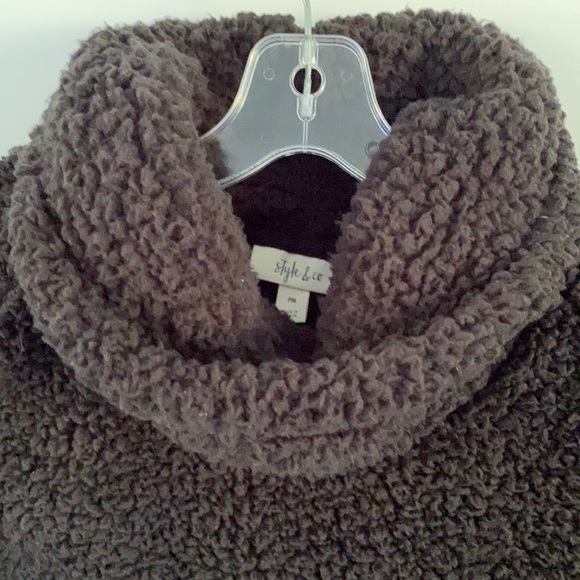 STYLE & Co teddy bear fleece funnel neck PM black - Picture 2 of 3